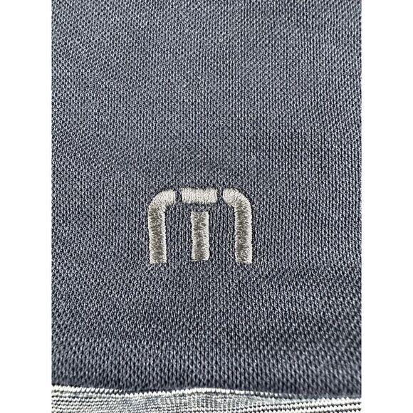 Travis Mathew Blocked Striped Polo Shirt Mens Lg Blue Gray Cotton Polyester - Picture 3 of 11